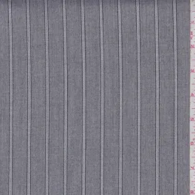 1 YD PC-Heather Grey Stripe Wool Blend Flannel Suiting Fabric