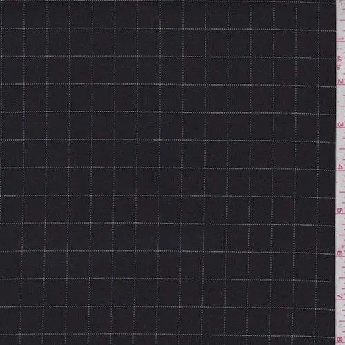 3 1/2 YD PC-Black/White Check Tropical Wool Blend Check Suiting Fabric