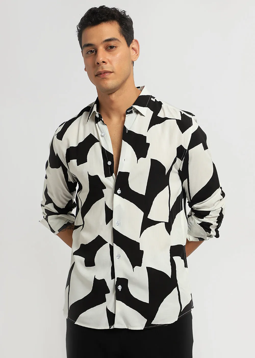 Abstract Monochrome Print Full sleeve shirt