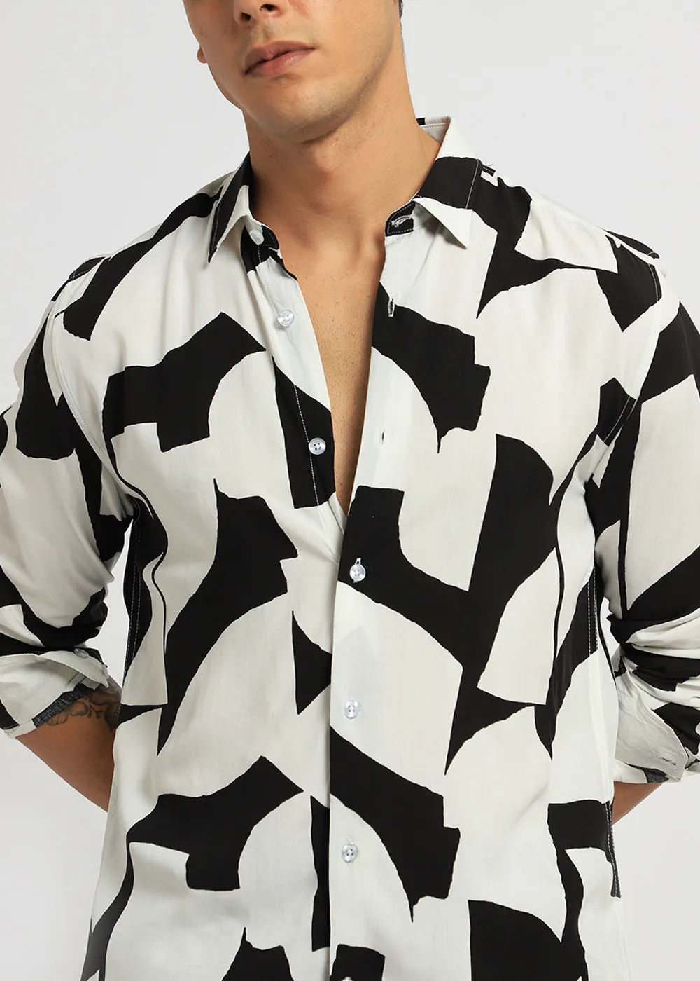 Abstract Monochrome Print Full sleeve shirt