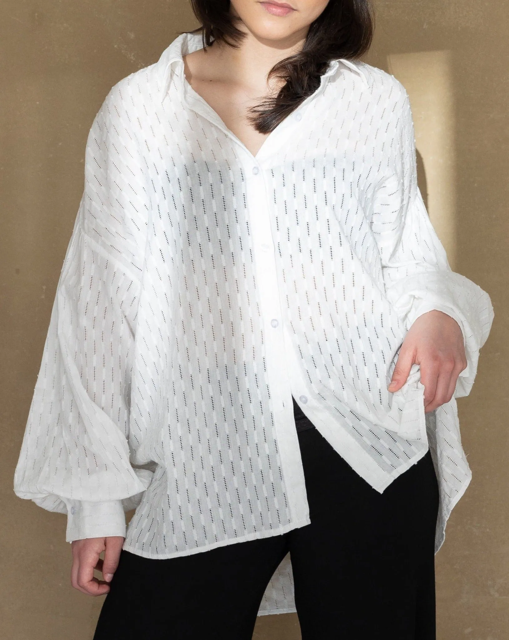 Airy lace shirt - White