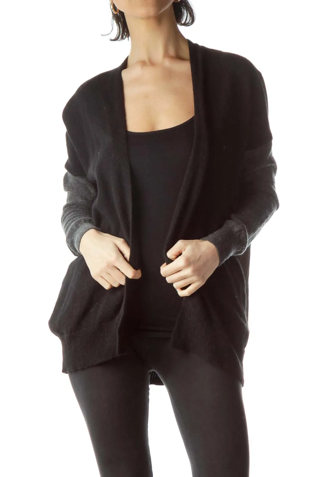 Army Green Black Gray Open Cardigan