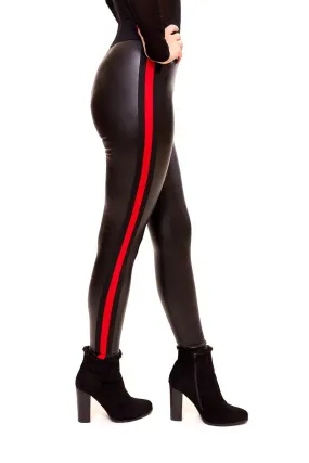 Ashlie - Soft PU Stripe Trim Leggings