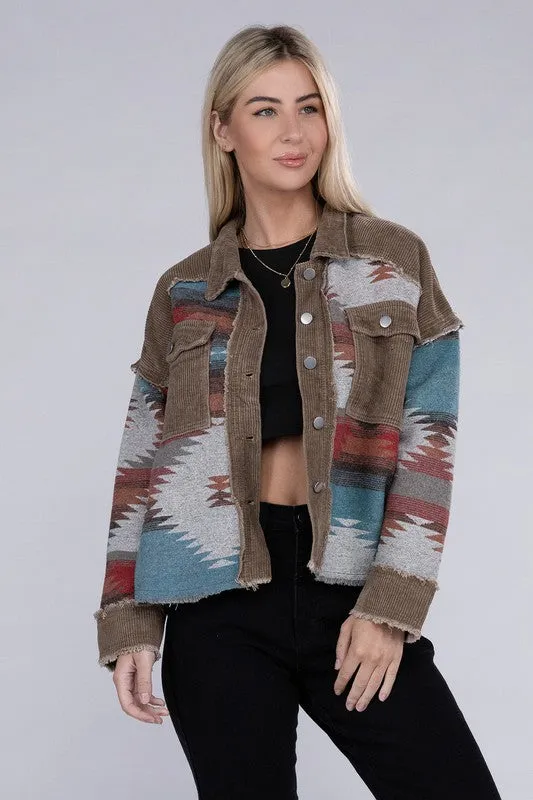 Aztec Print Corduroy Jacket