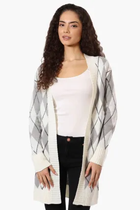 Beechers Brook Argyle Pattern Open Wrap Cardigan - Grey