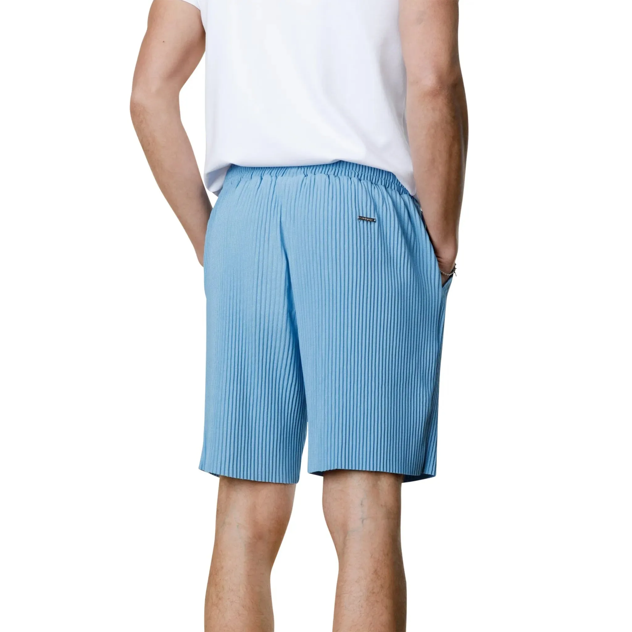 Belier Pleated Light Blue Resort Shirt & Shorts