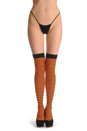 Black & Neon Orange Thin Stripes