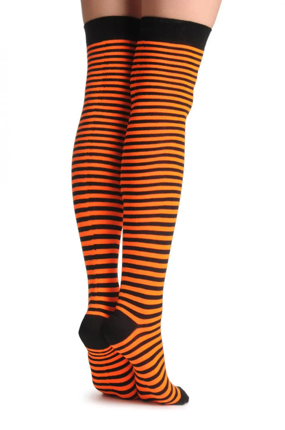 Black & Neon Orange Thin Stripes