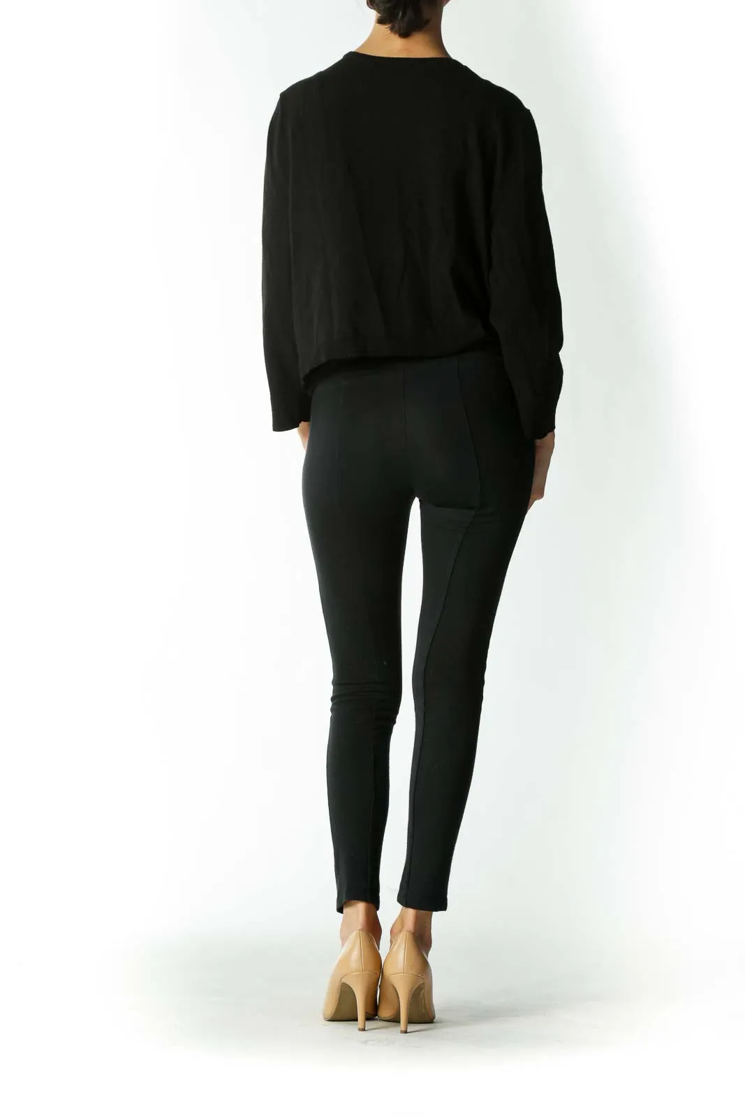 Black Cropped Open Cardigan