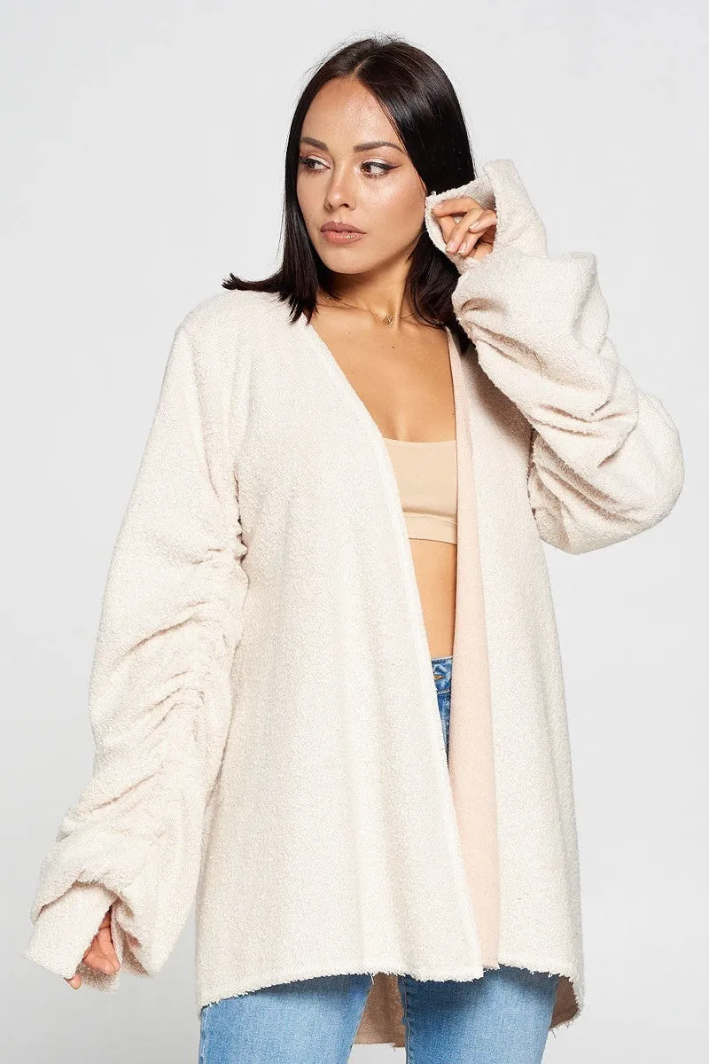 Blush Towelling Open Front Cardigan