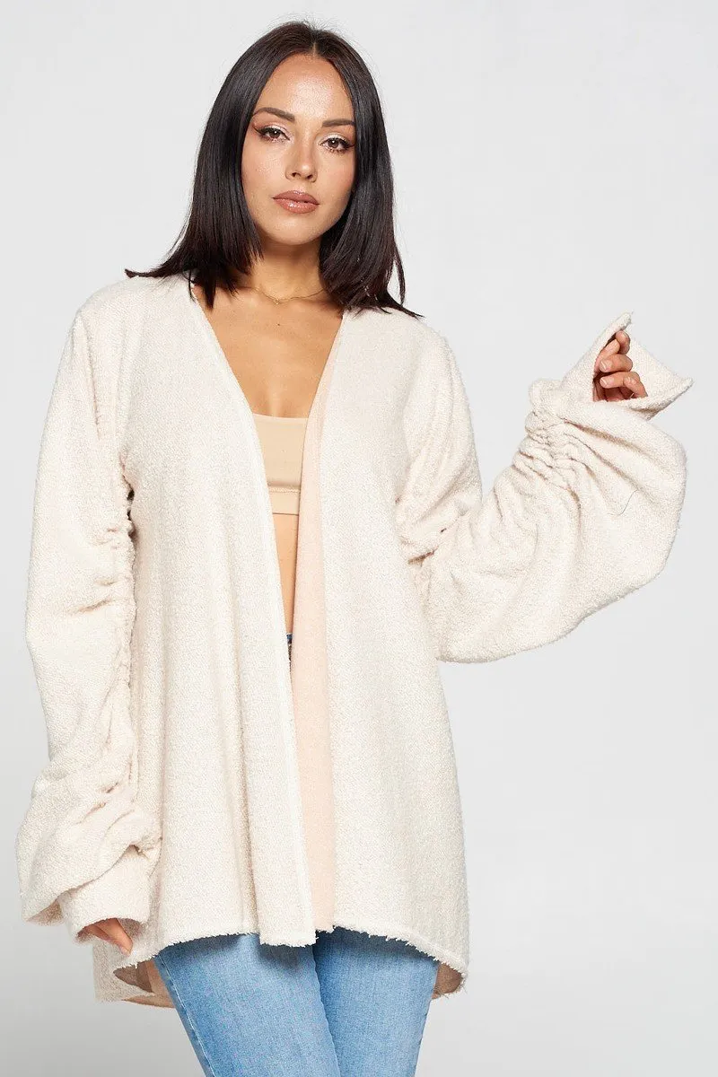 Blush Towelling Open Front Cardigan