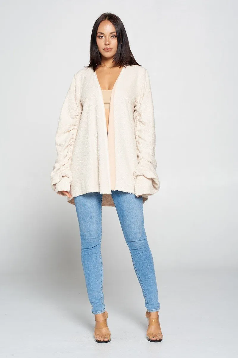 Blush Towelling Open Front Cardigan