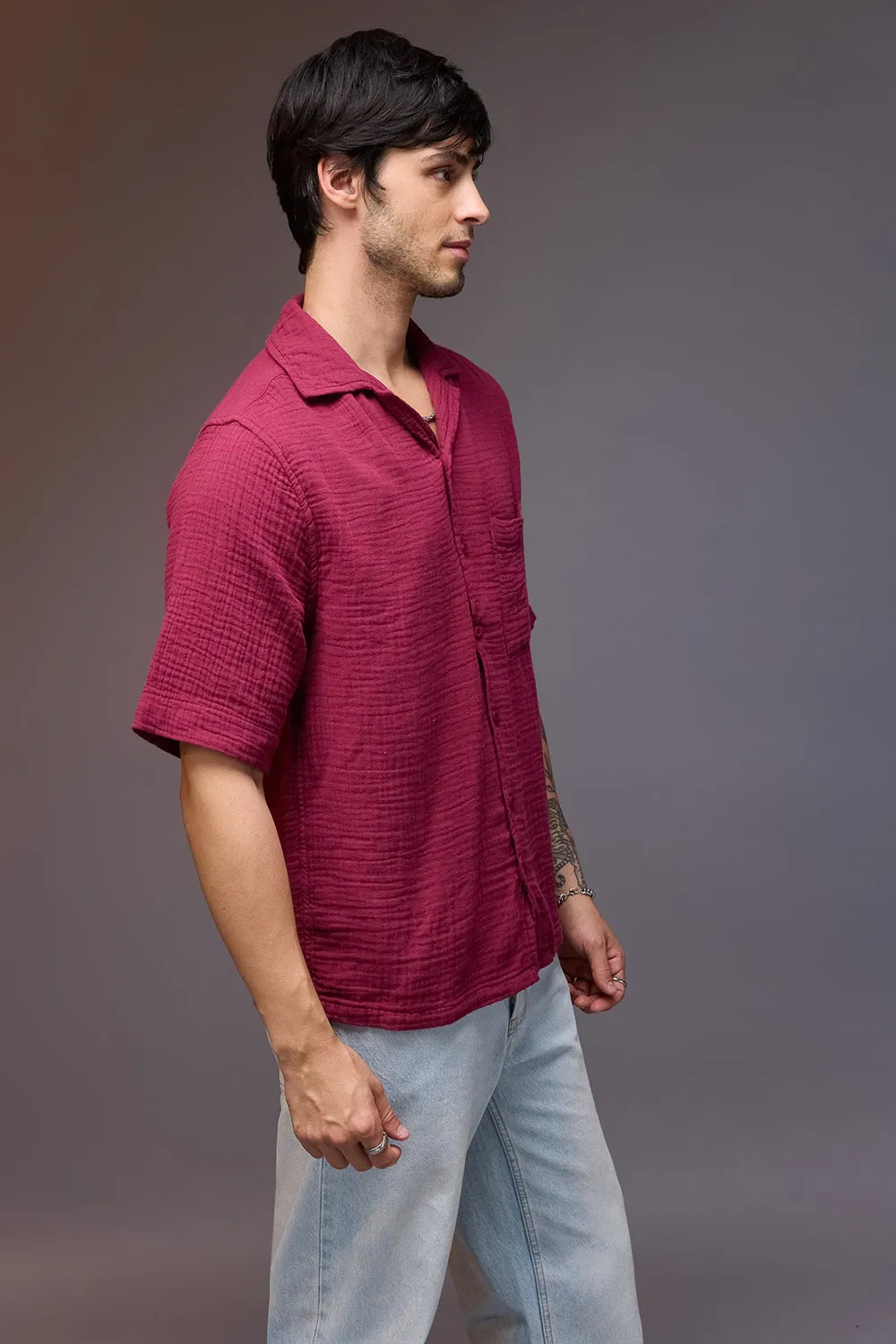 Breezy Relaxed Maroon Shirt