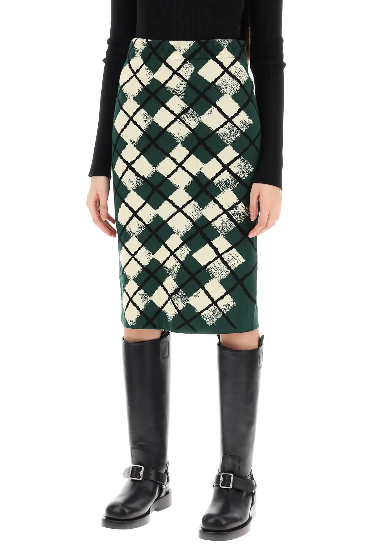 Burberry "knitted diamond pattern midi skirt