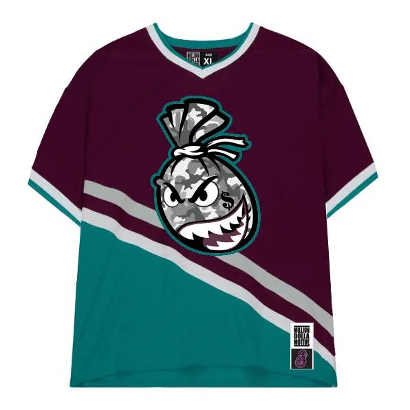 Camo Money Bag - Bordeaux & Teal Jersey