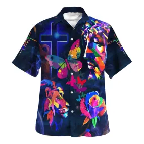 Colorful Jesus Lion Hawaiian Shirts For Men - Christian Hawaiian Shirt - Hawaiian Summer Shirts