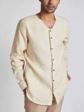 Crescent V Neck Kurta Beige