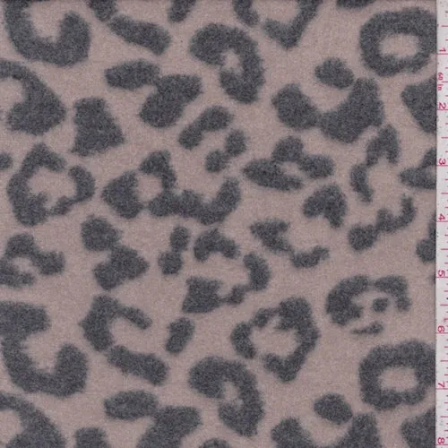 Dusty Tan/Slate Cheetah Printed Fleece Fabric