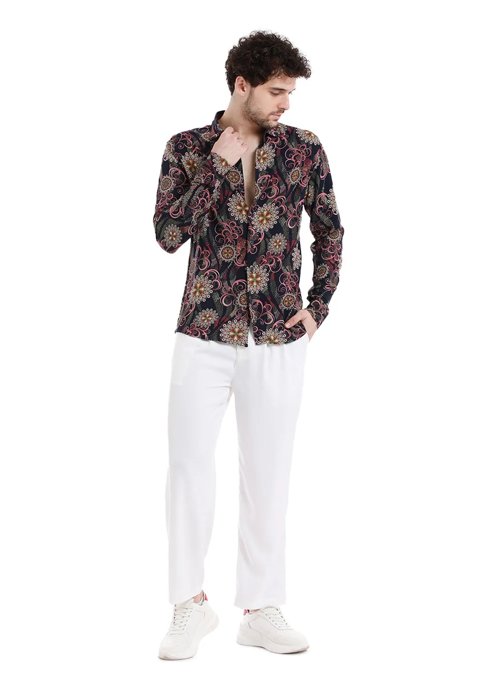 Floral Print Feather Shirt