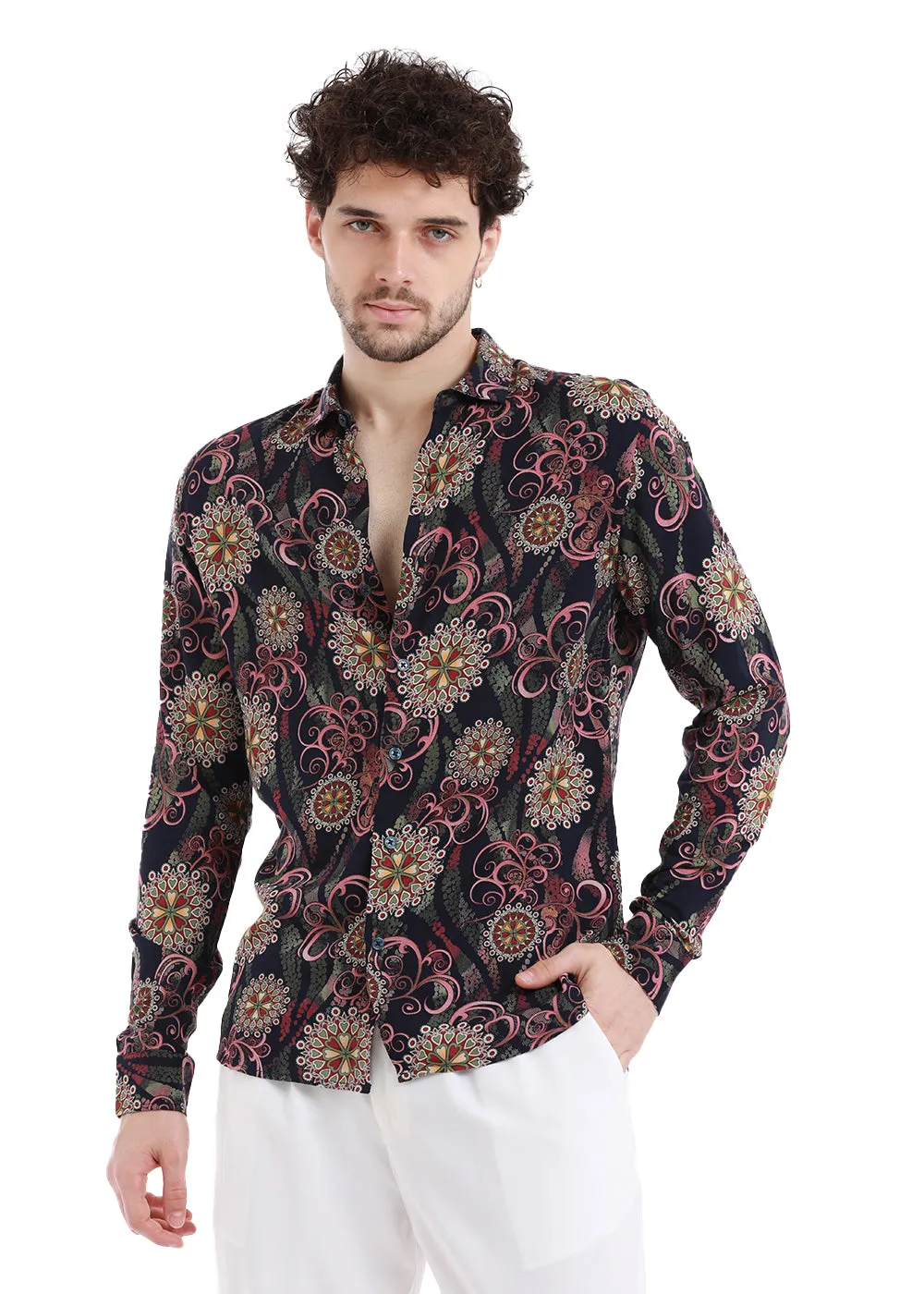 Floral Print Feather Shirt