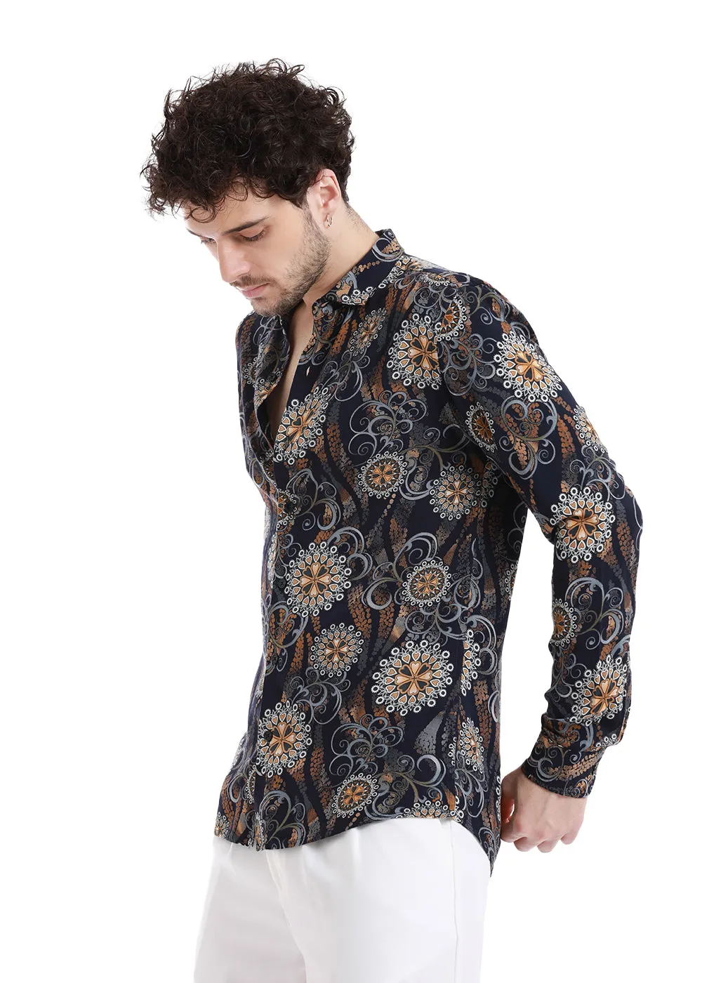 Floret Blue Print Feather Shirt