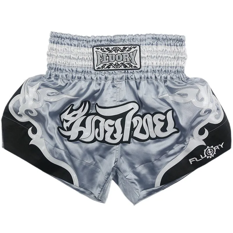 Fluory Men Women Kids Fight shorts Boxing Pants Shorts embroidery MMA Shorts Muay Thai shorts