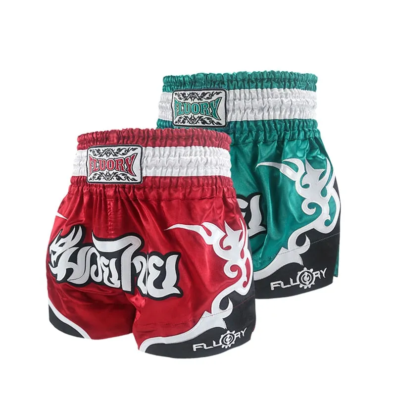 Fluory Men Women Kids Fight shorts Boxing Pants Shorts embroidery MMA Shorts Muay Thai shorts