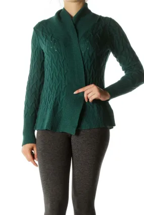 Forest Green Knit Open Cardigan