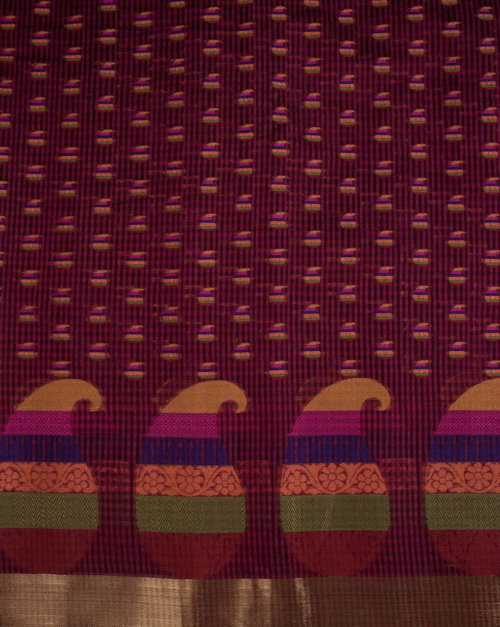 Geometric Woven Border Jacquard Chanderi Fabric