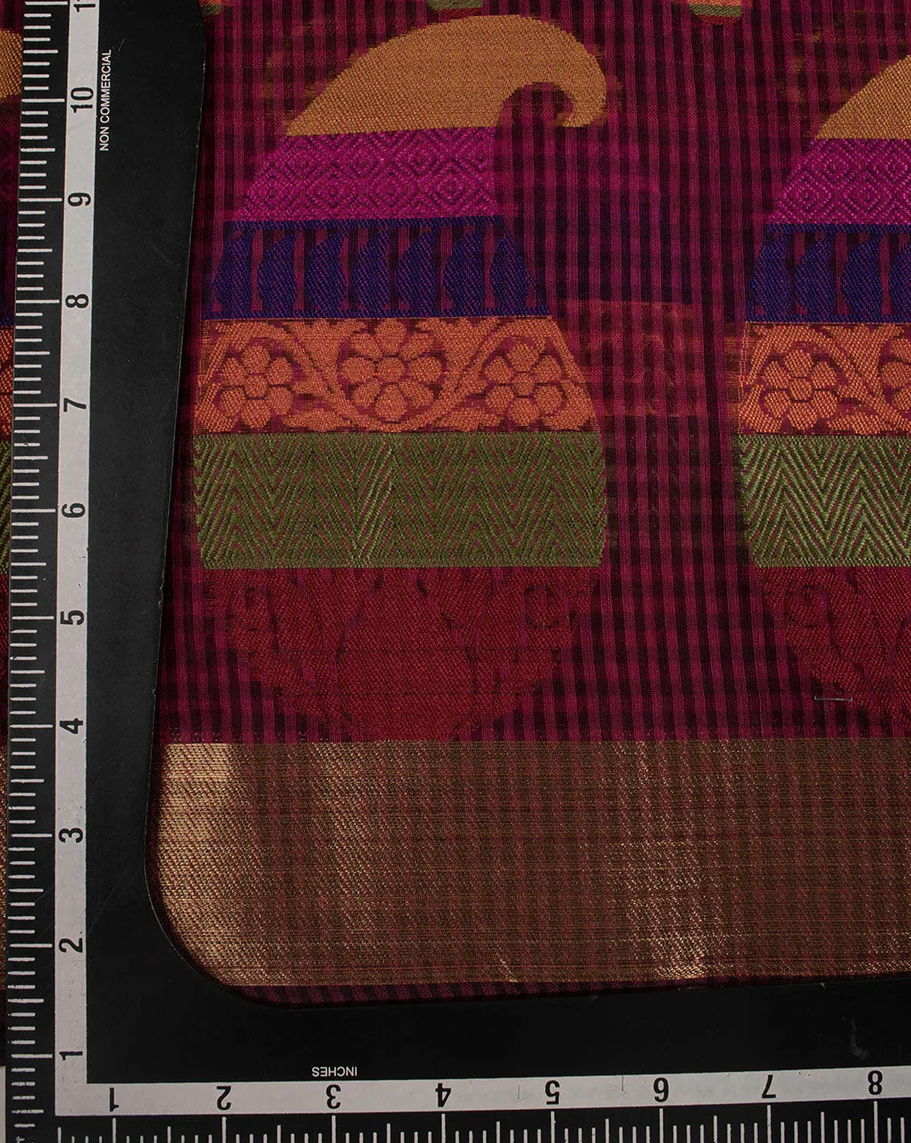 Geometric Woven Border Jacquard Chanderi Fabric