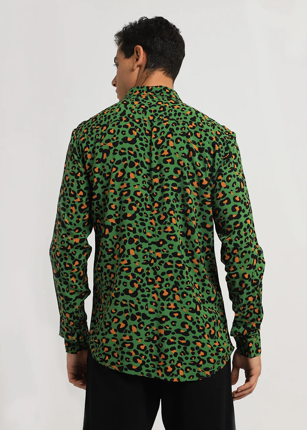 Green Leopardic Print Full sleeve shirt