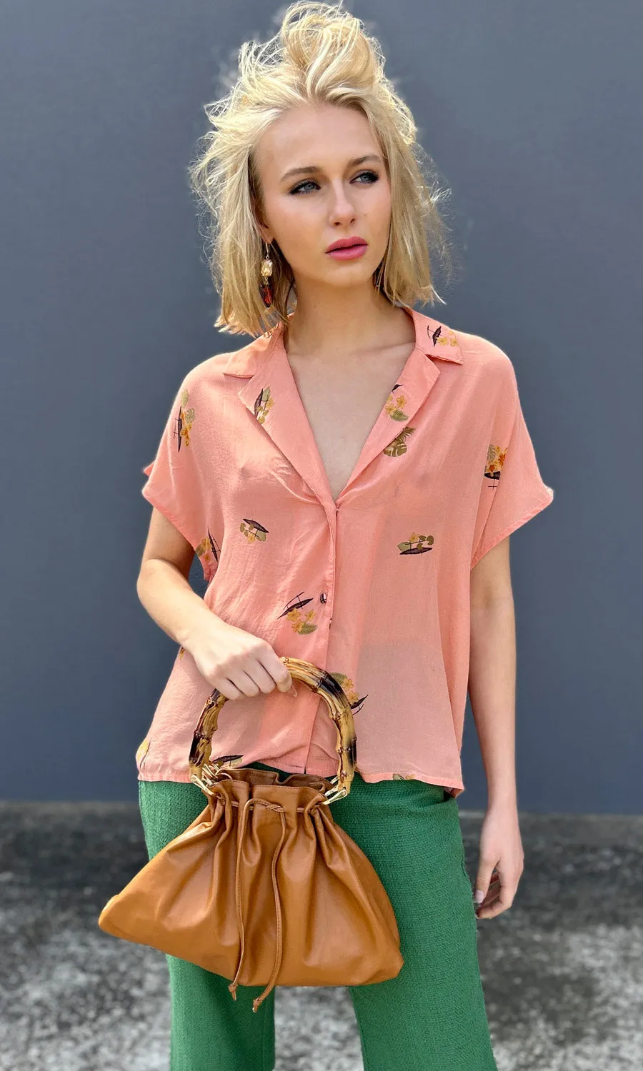 hoss Apricot Crepe Boat Shirt