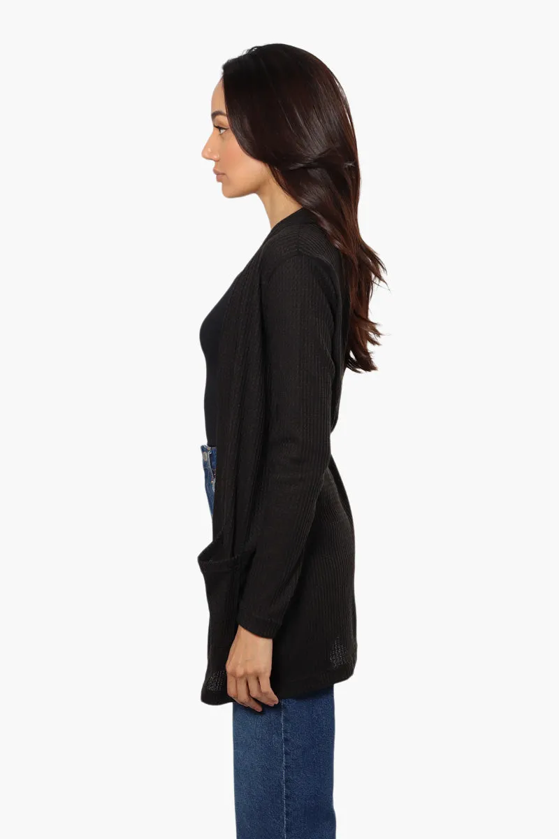 International INC Company Long Sleeve Open Wrap Cardigan - Black