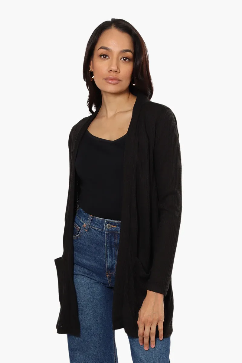 International INC Company Long Sleeve Open Wrap Cardigan - Black