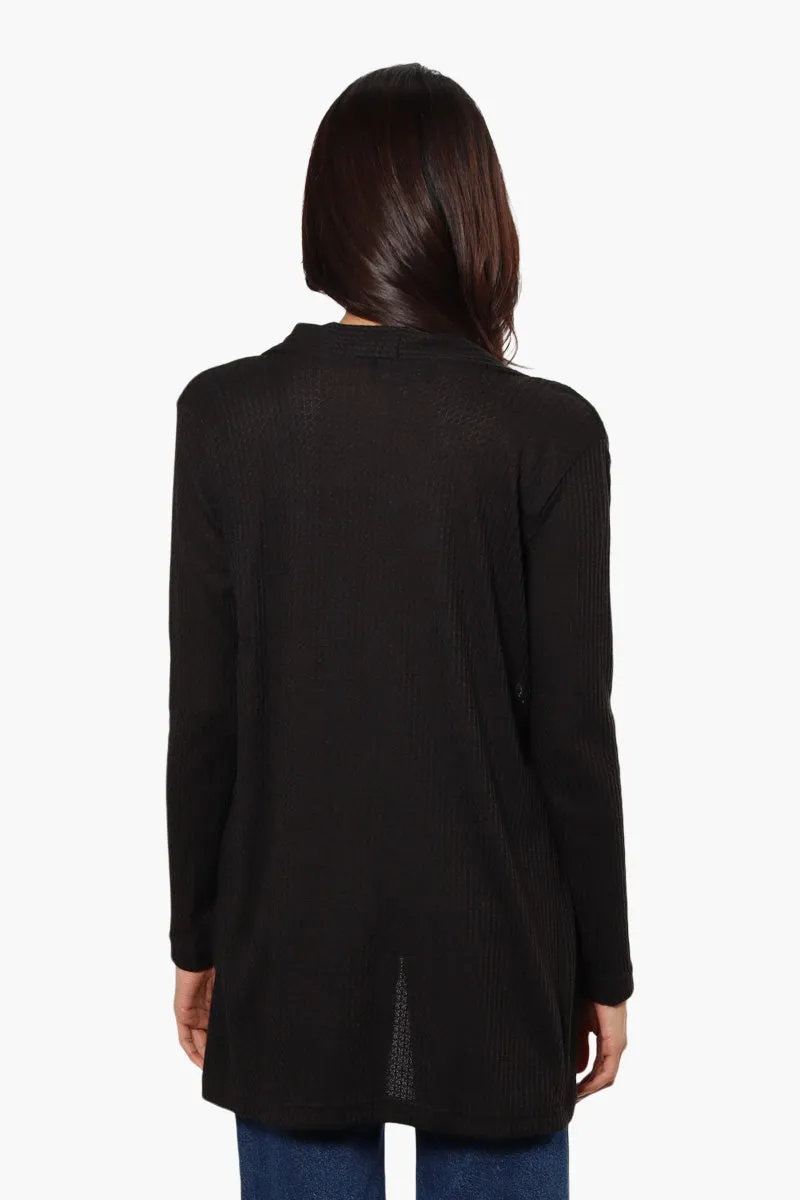 International INC Company Long Sleeve Open Wrap Cardigan - Black