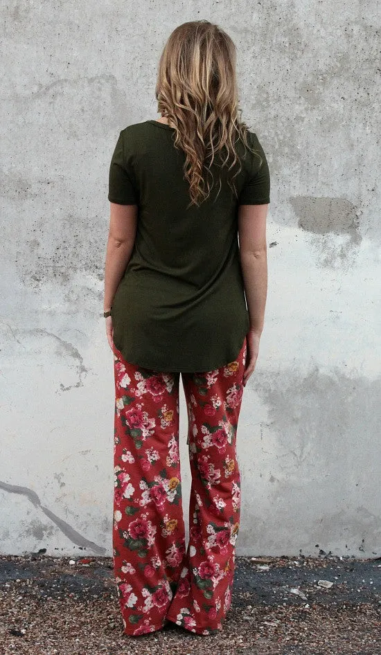 Last Chance Size Small | Sweet Dreams Lounge Pants in Rust Floral | ONLY 1 LEFT!