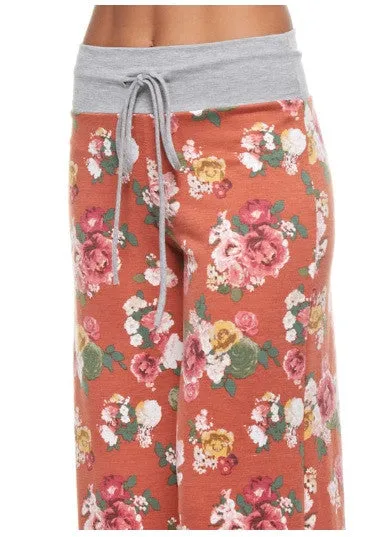 Last Chance Size Small | Sweet Dreams Lounge Pants in Rust Floral | ONLY 1 LEFT!