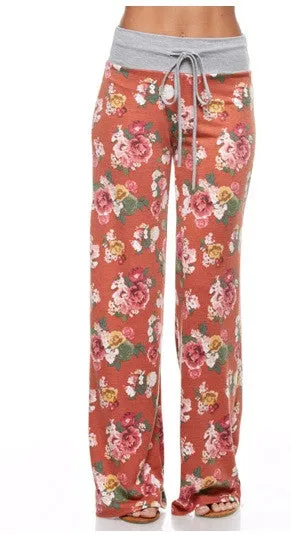 Last Chance Size Small | Sweet Dreams Lounge Pants in Rust Floral | ONLY 1 LEFT!