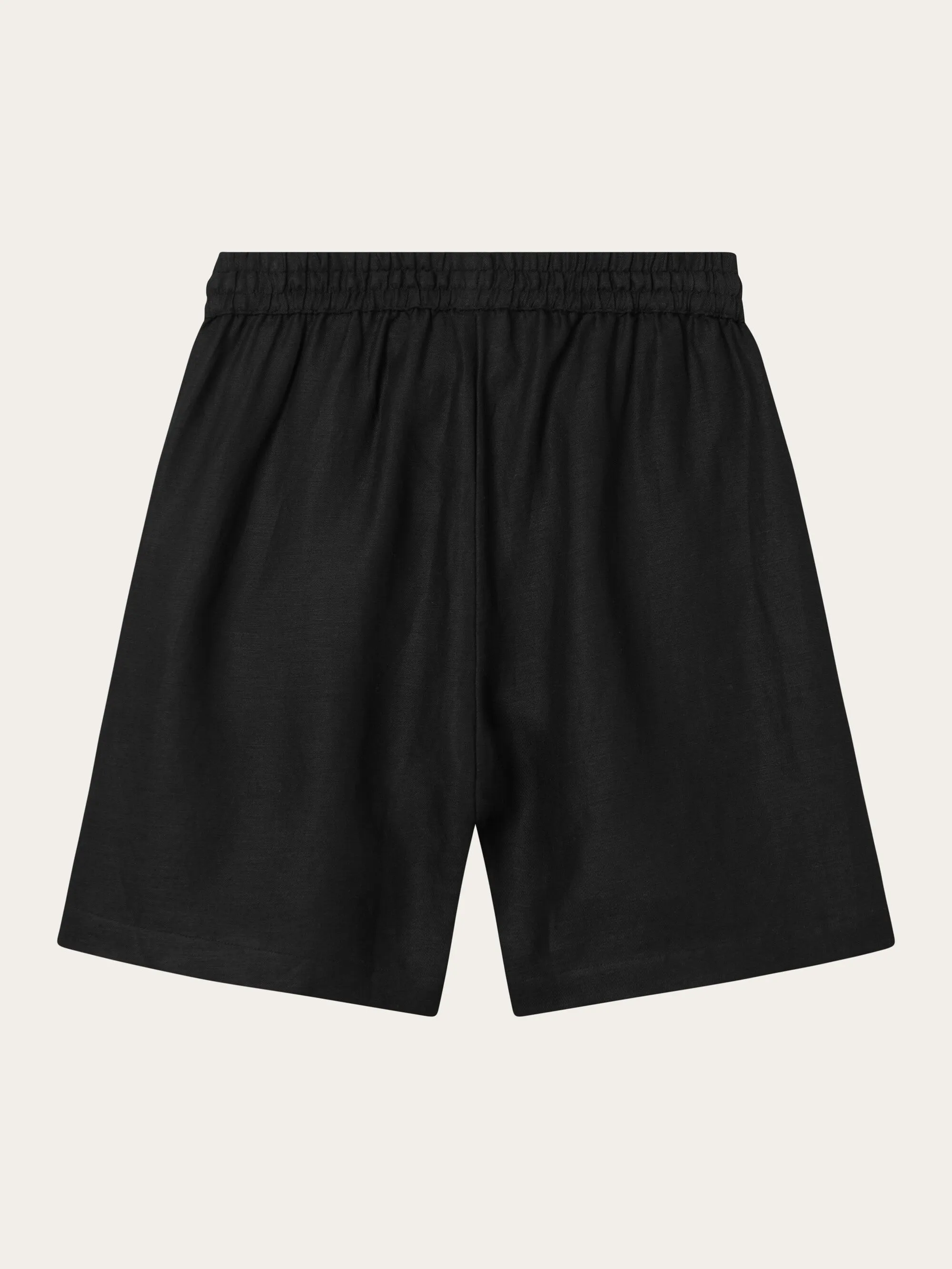 Linen mix elastic waist shorts - Black Jet