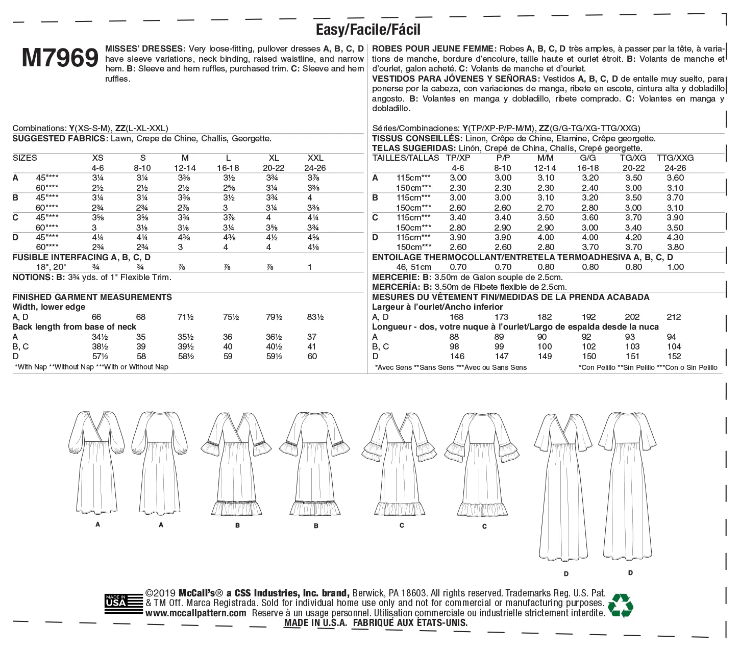 McCall's Pattern M7969 Misses' Dresses