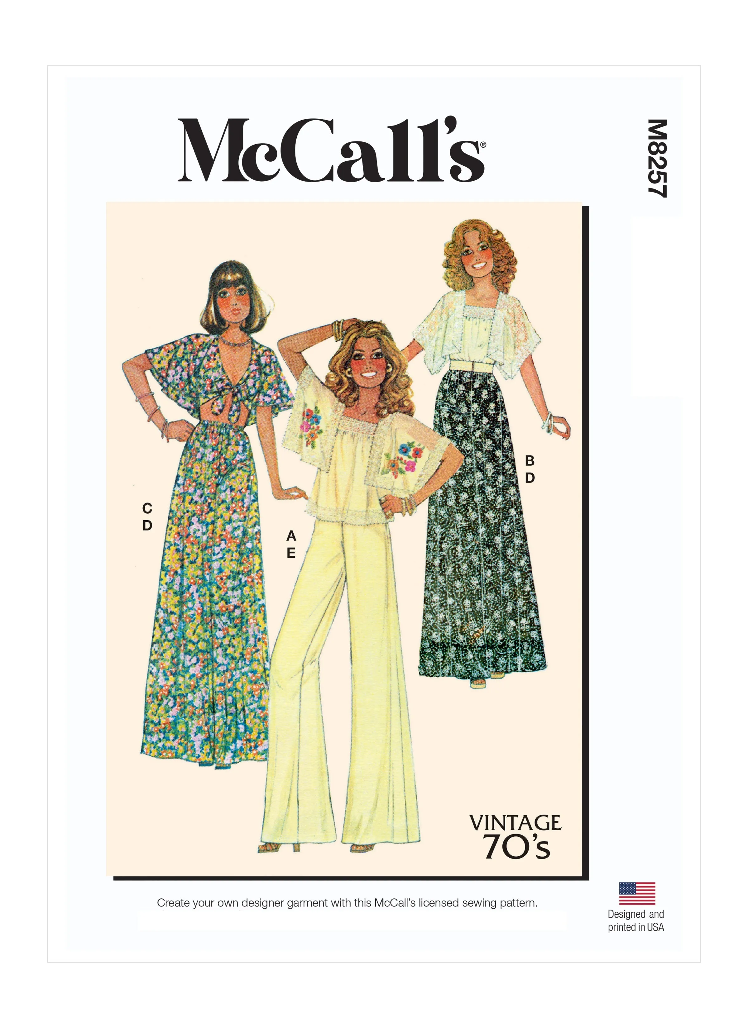 McCall's Sewing Pattern 8257 Vintage Tops, Skirt and Pants