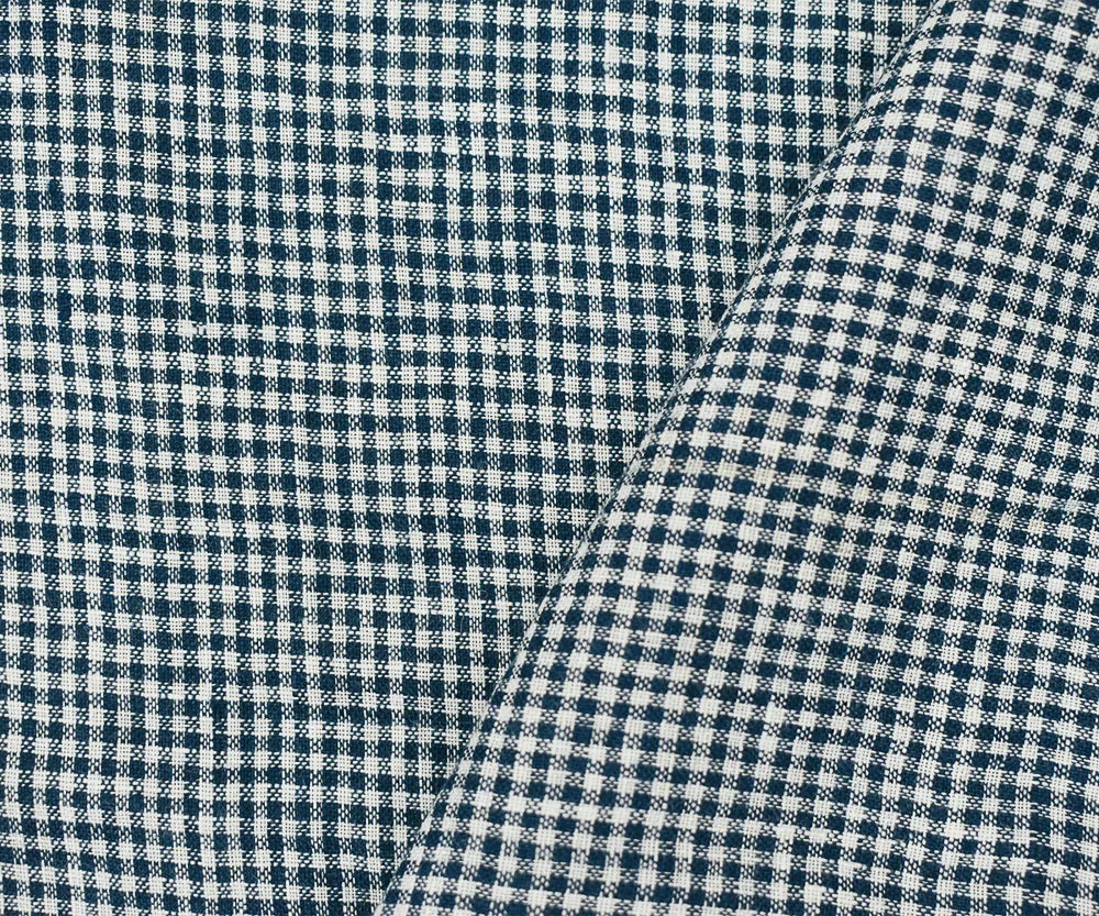 Navy Blue-White Spence Bryson Gingham Washed Irish Linen Woven Fabric