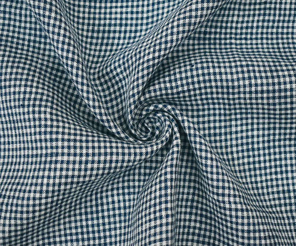 Navy Blue-White Spence Bryson Gingham Washed Irish Linen Woven Fabric