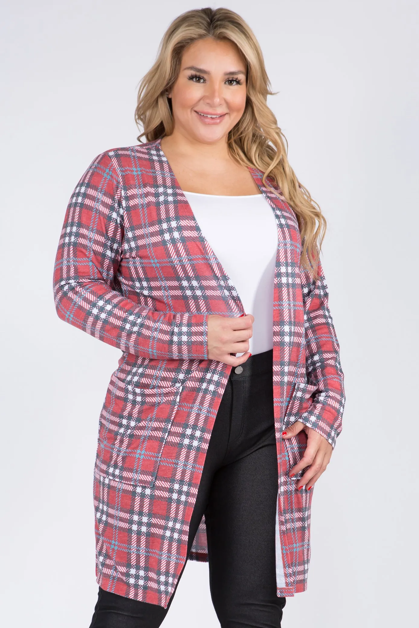 Plus Size Vintage Plaid Cardigan