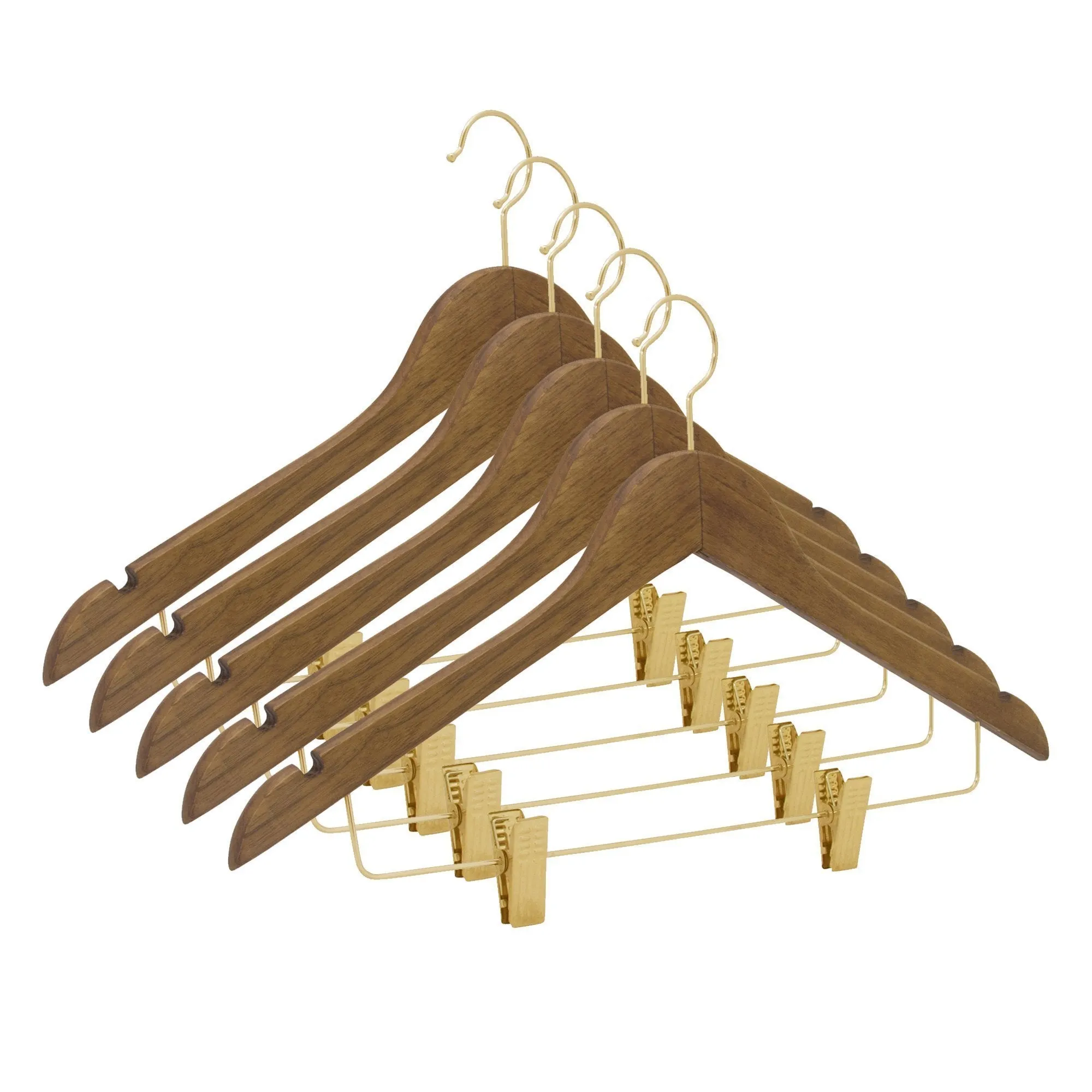 Premium Wood Suit/Skirt Hangers with Clips