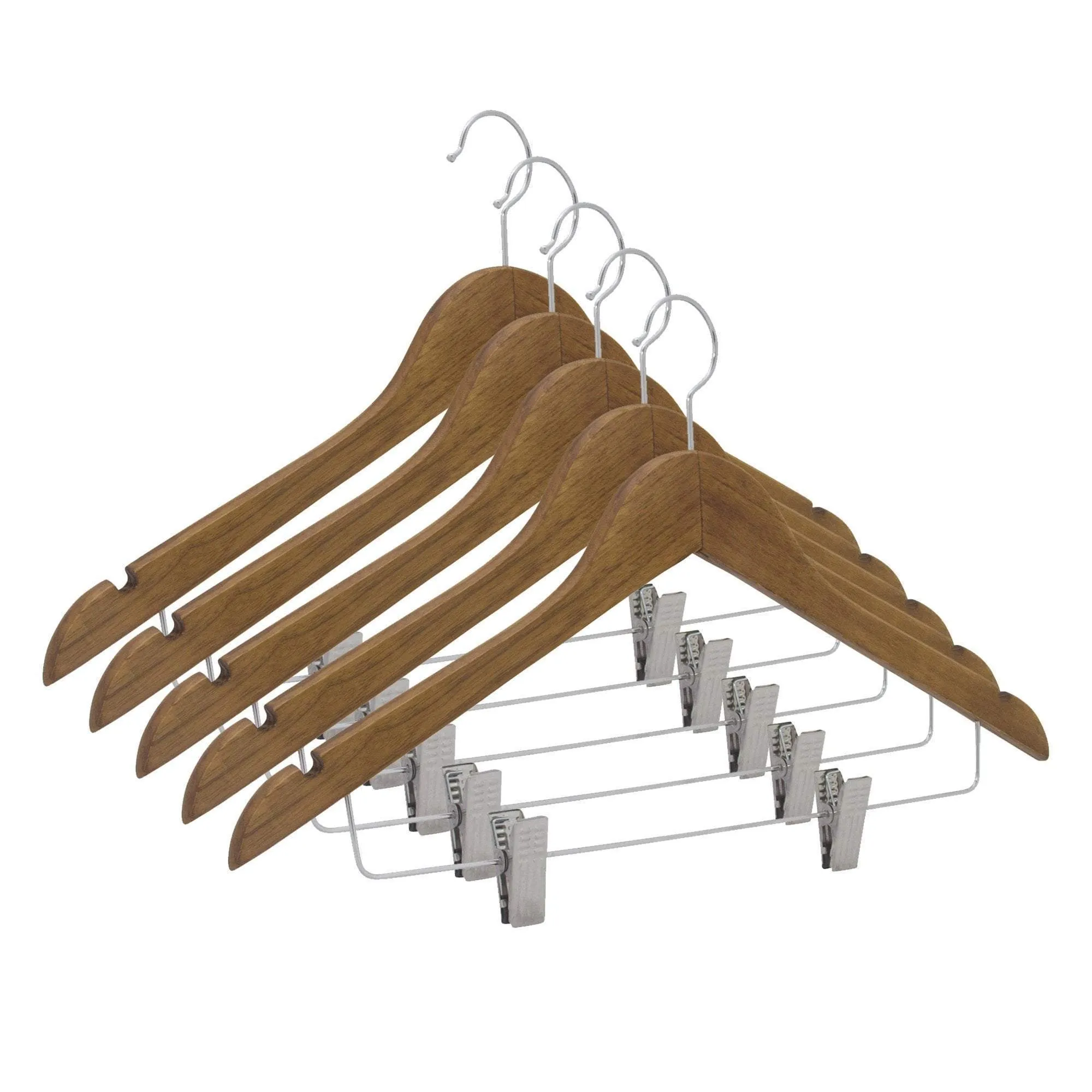 Premium Wood Suit/Skirt Hangers with Clips