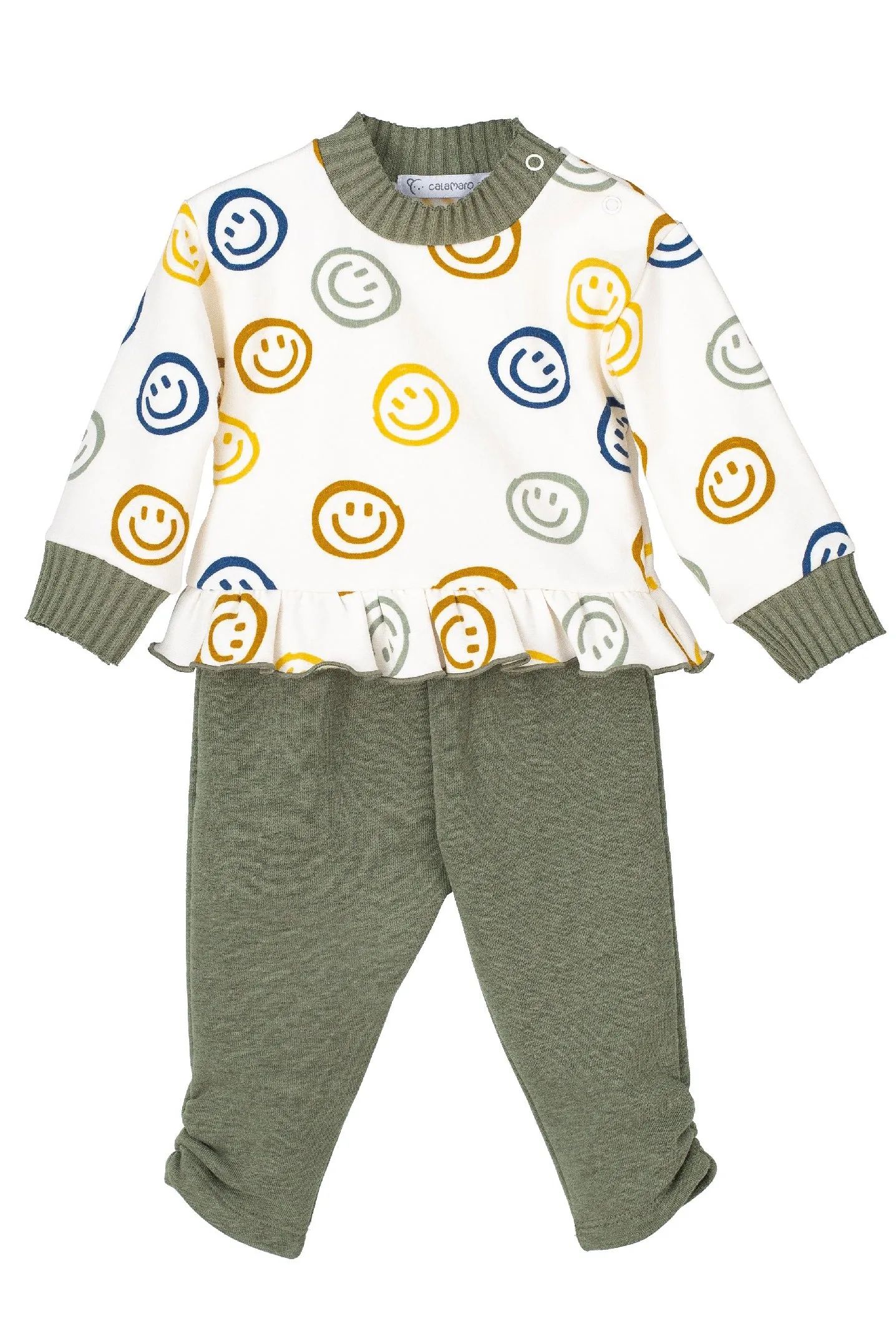 "Layla" Khaki Smiley Face Tracksuit