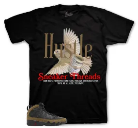 Retro 9 Olive Hustle Bird Shirt