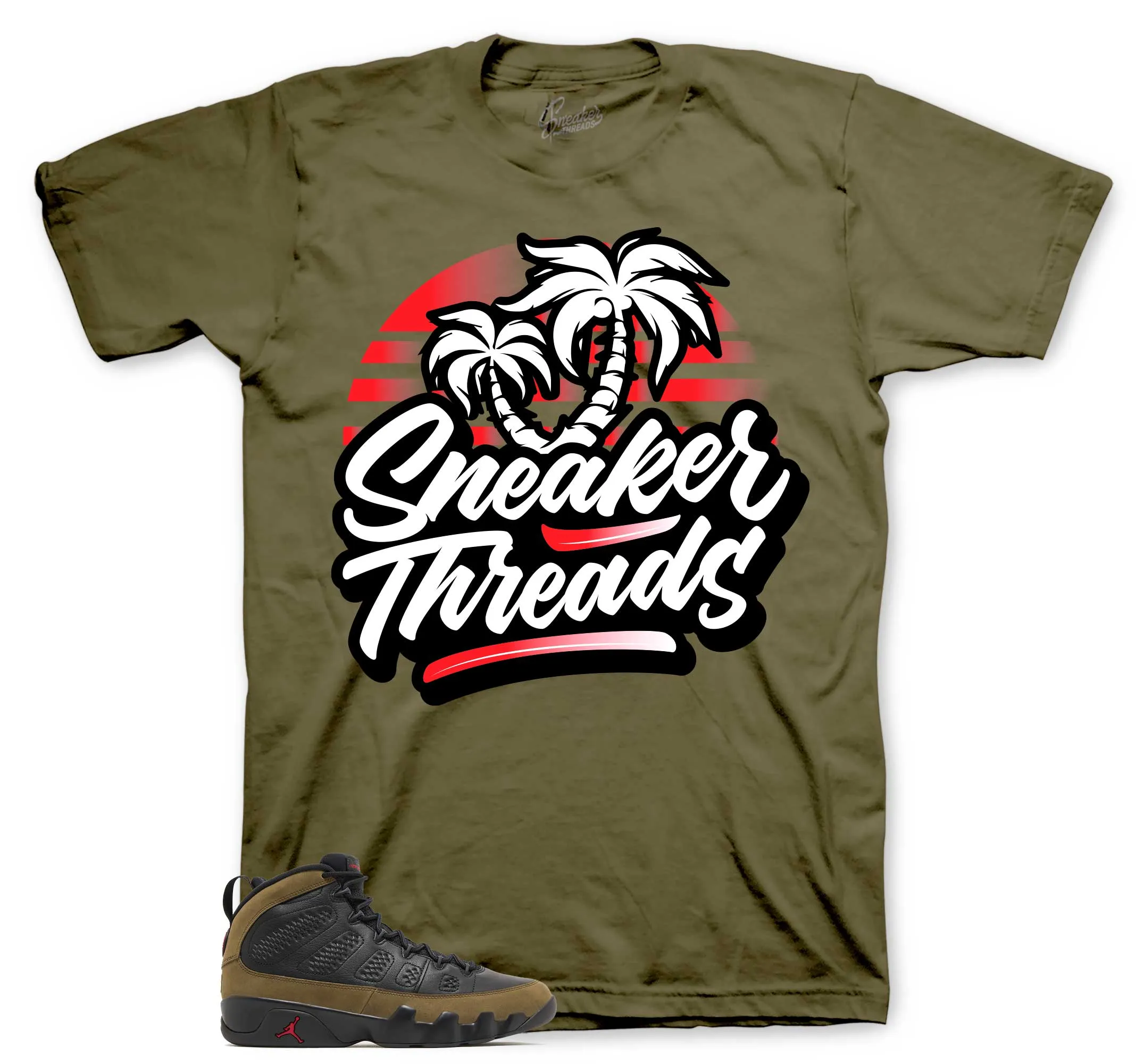 Retro 9 Olive ST palms Shirt