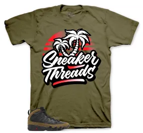 Retro 9 Olive ST palms Shirt